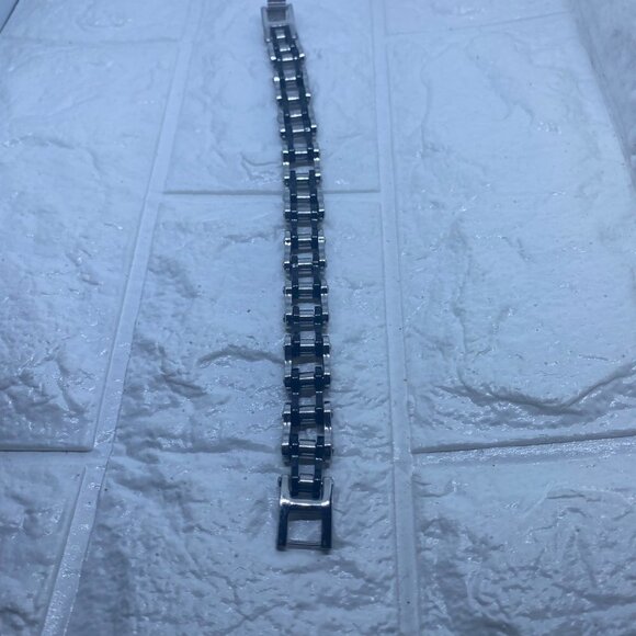 13MM Stainless Steel Silver & Black Motorcycle Biker Chain Link Bracelet For Men - Picture 9 of 9